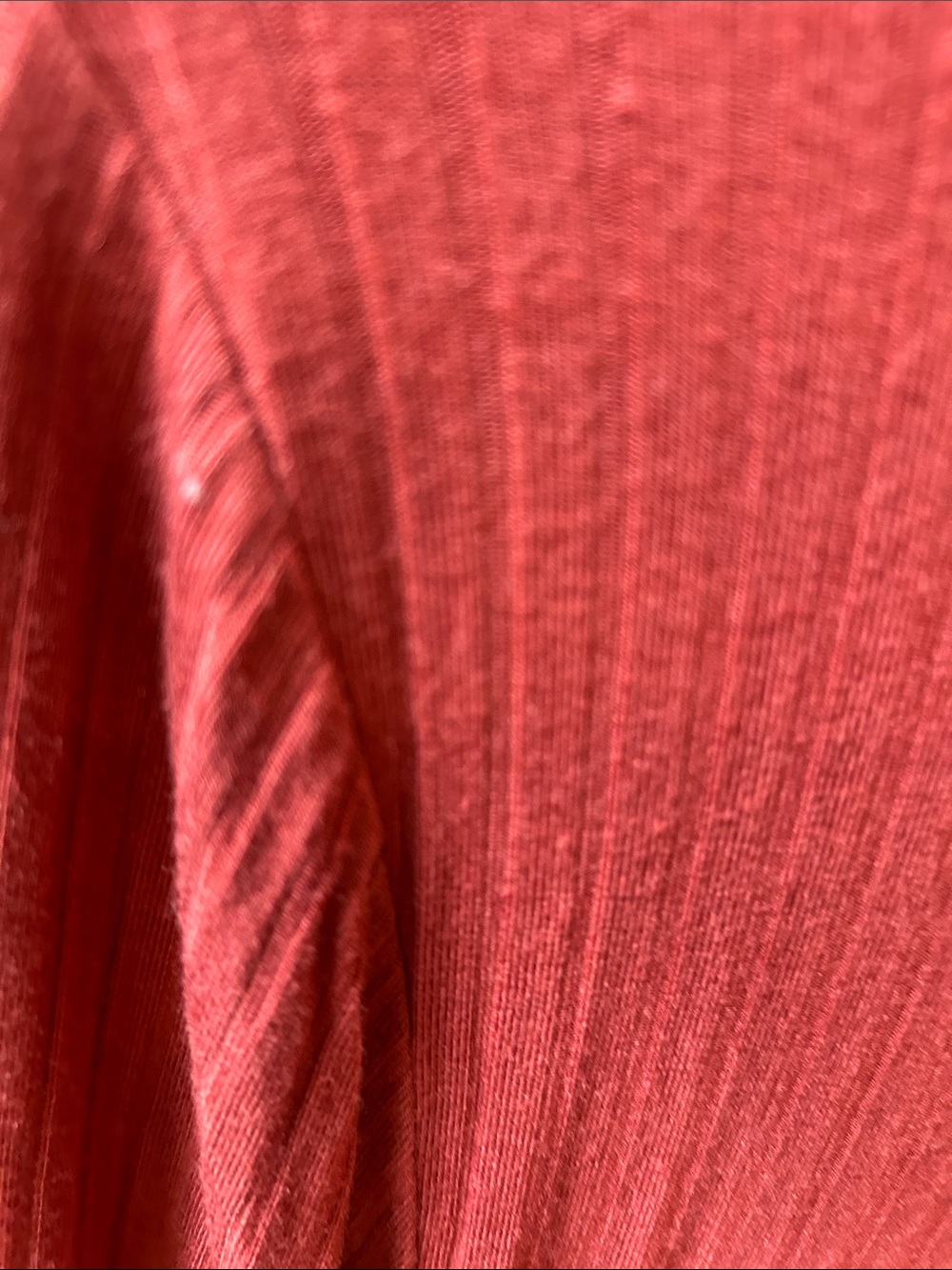 Alya Rust Red Ribbed Long-Sleeve Top with Ruffle Neck - Picture 8 of 10